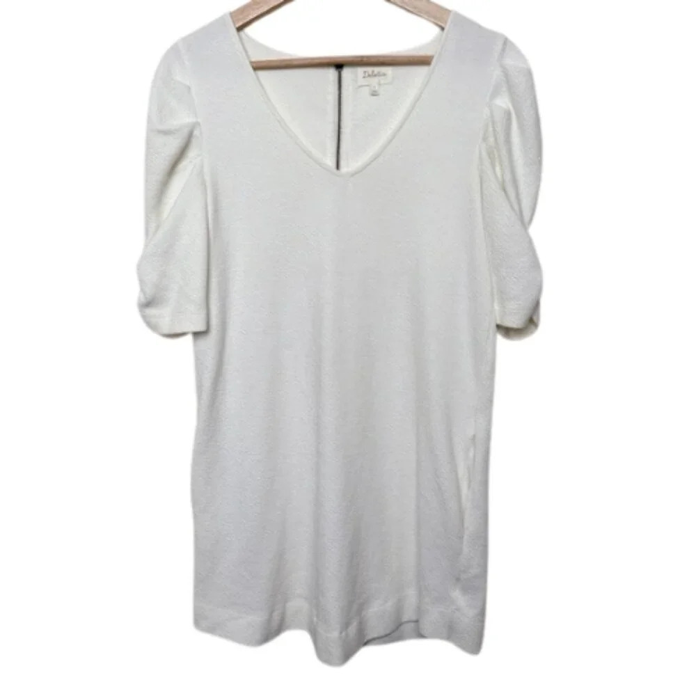 Anthropologie Womens Small Deletta Ruched Sleeve Mini Tunic Top